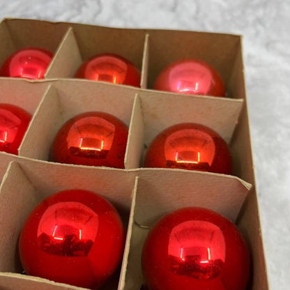 Shiny Brite 12 Vintage Mini Mercury Glass Ornaments With Original Box Red
