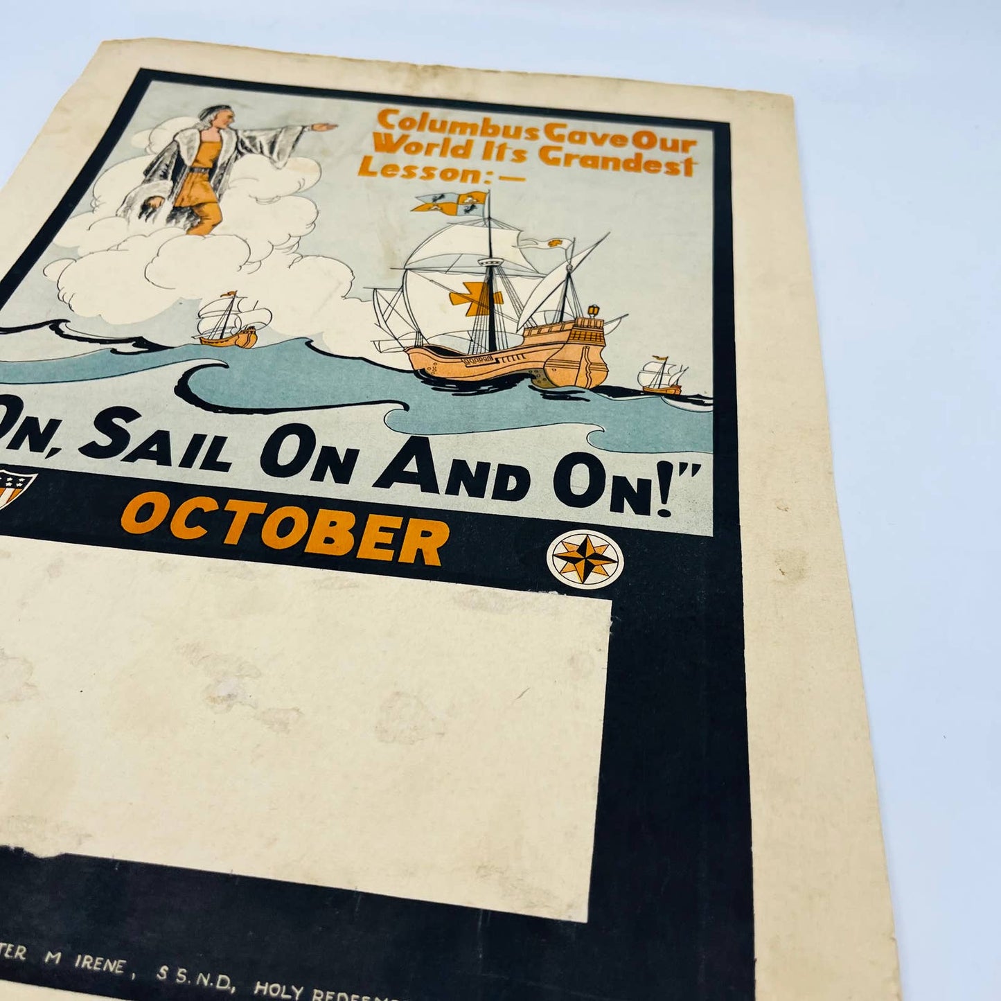 1932 Christopher Columbus Sail On Character Culture Citizenship Guides Poster #6