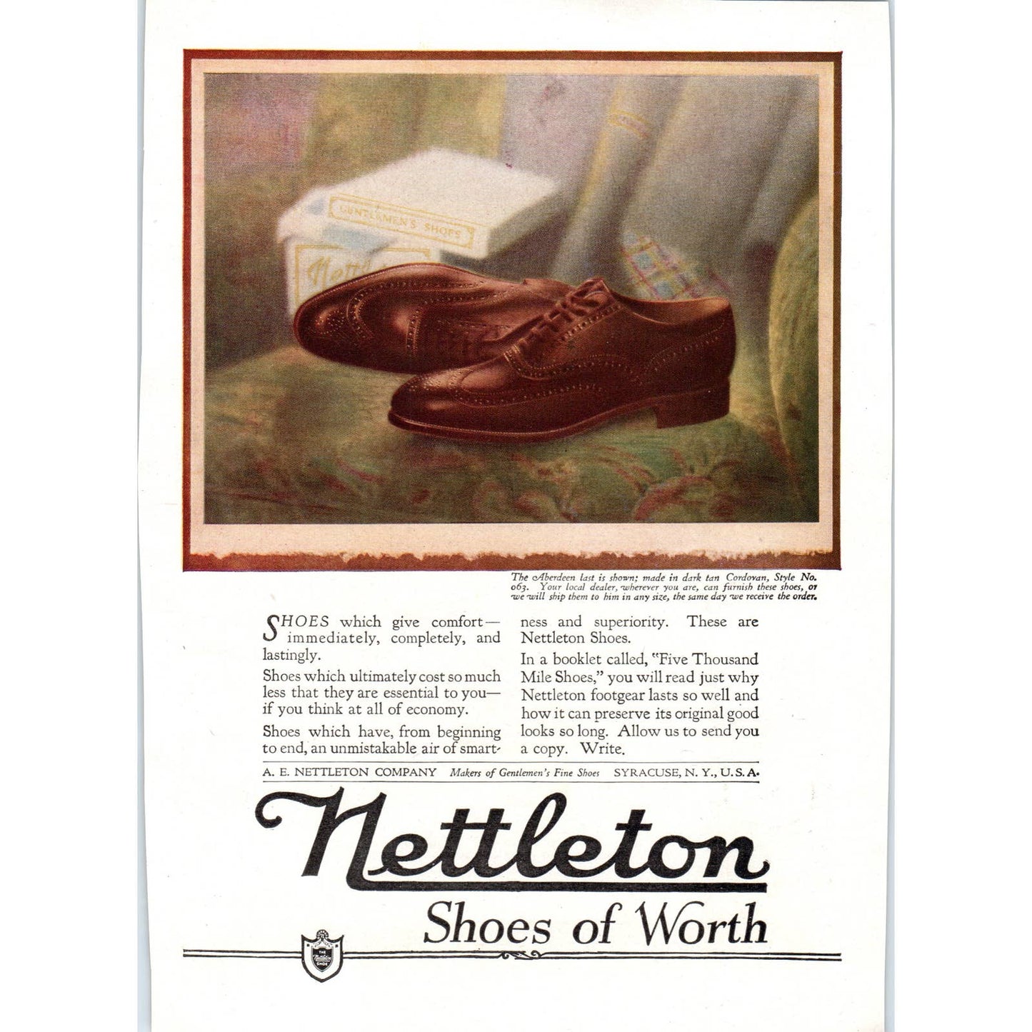 Nettleton Shoes - A.E. Nettleton Syracuse NY - 1921 Original Ad TJ7-L