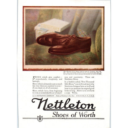 Nettleton Shoes - A.E. Nettleton Syracuse NY - 1921 Original Ad TJ7-L