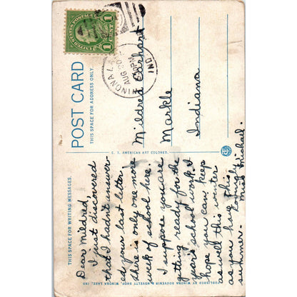 Vintage Postcard Moonlight on Winona Lake - Indiana SF2