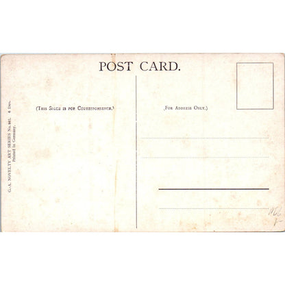 Gemälde (Art) Frau im Ruderboot, Teich mit Schwan Original Postcard TK1-P12