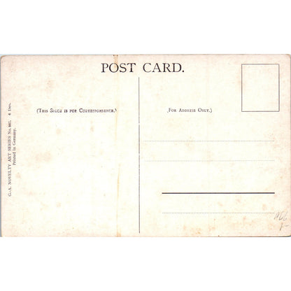 Gemälde (Art) Frau im Ruderboot, Teich mit Schwan Original Postcard P2-7