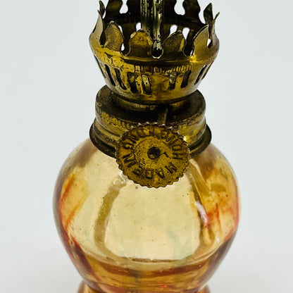 Vintage Tiny 3” Glass Oil Lamp with Brass Hardware Hong Kong SC4