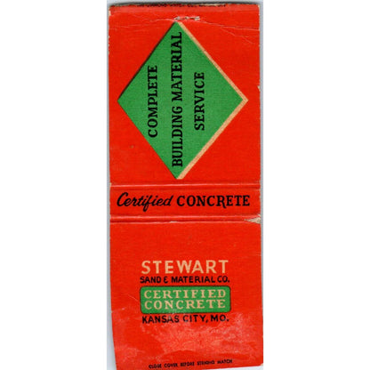 Stewart Sand & Material Co Kansas City MO Advertising Matchbook Cover SA9-M1