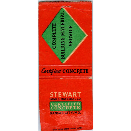 Stewart Sand & Material Co Kansas City MO Advertising Matchbook Cover SA9-M1