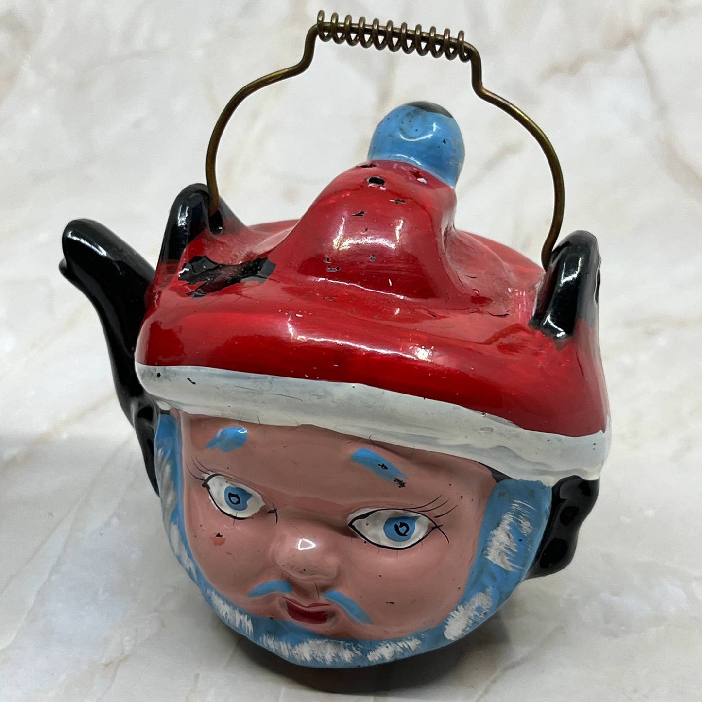 Vtg Thames Japan Santa Teapot Salt & Pepper Shakers Silver Redware TJ1