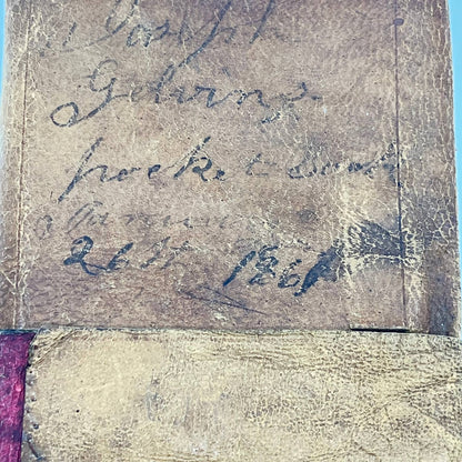 1861 Civil War Leather Pocketbook w/ Note Joseph Gelvin Cumberland County PA TE3