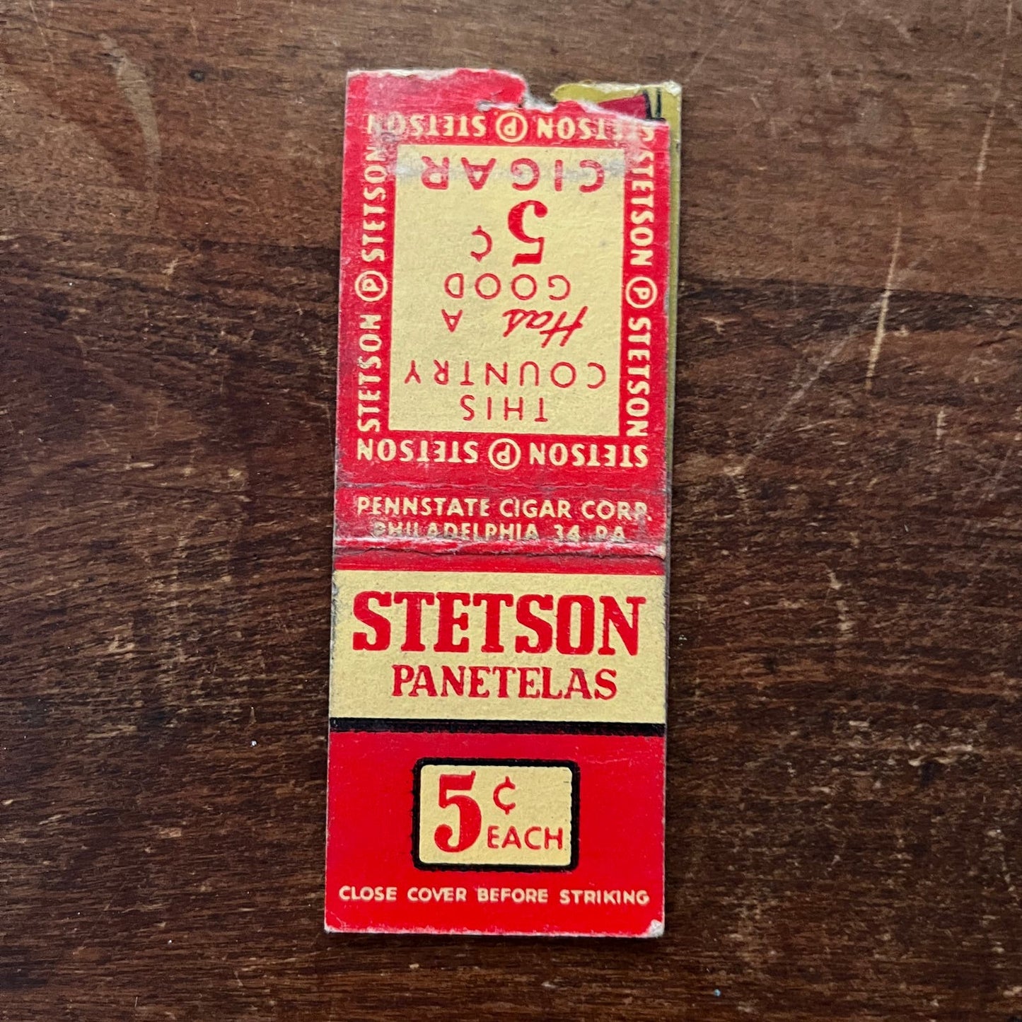 Stetson Panetelas Advertising Matchbook Cover SA9-M12