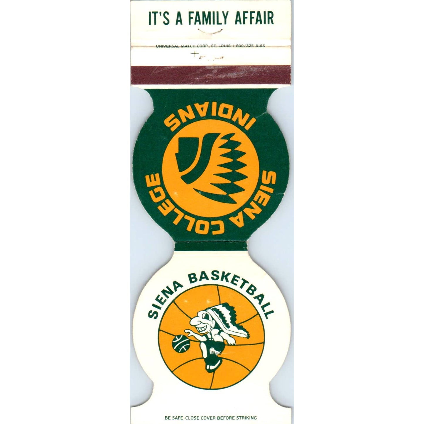 1985-86 Siena College Indians Basketball Schedule Matchbook Cover SA1-M4