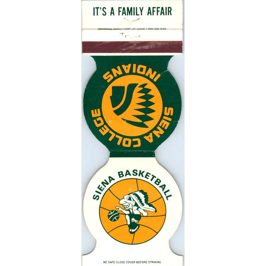 1985-86 Siena College Indians Basketball Schedule Matchbook Cover SA1-M4