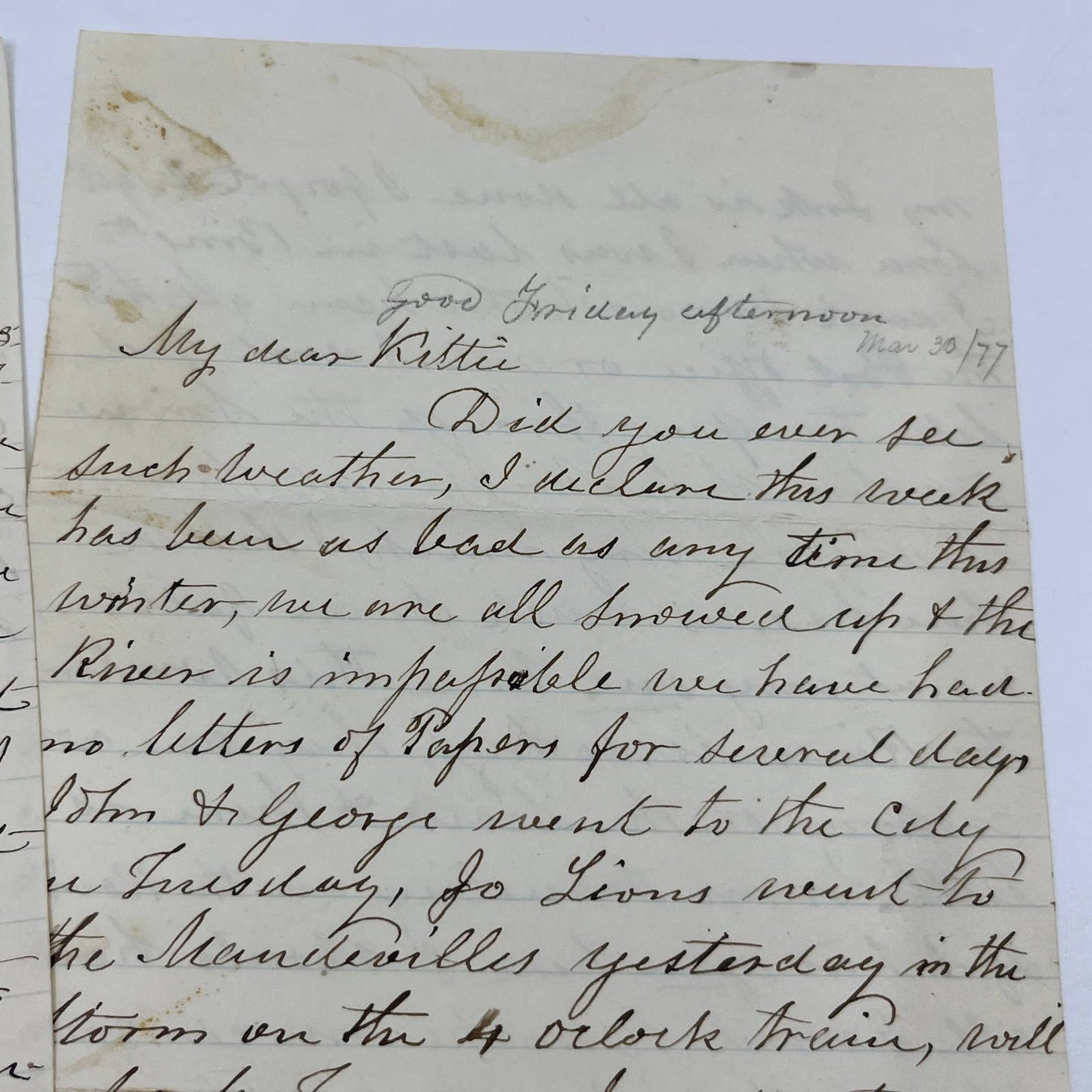 1877 Antique Set of 2 Handwritten Love Letters to Kittie AC9