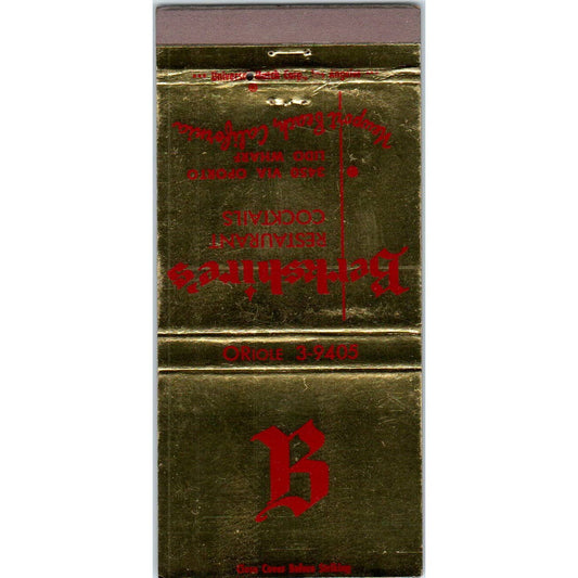 Berkshire's Restaurant Newport Beach CA Advertising Matchbook Cover SA1-M6