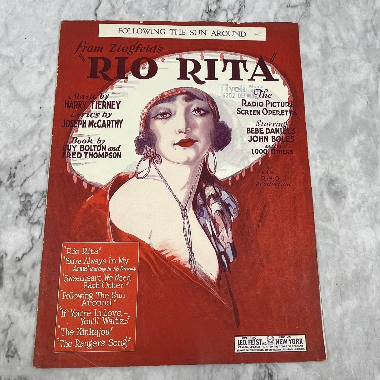 Following the Sun Around Ziegfeld's Rio Rita 1926 Sheet Music TK2-SM4