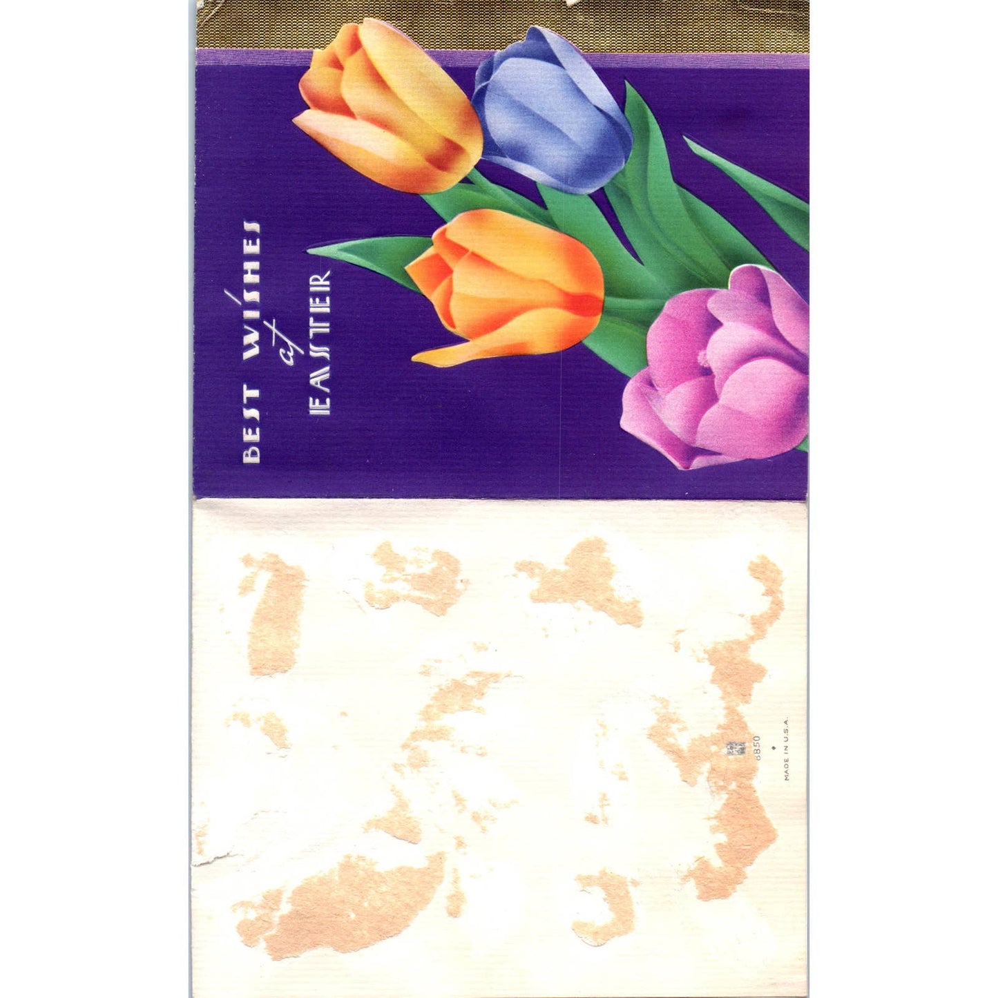 1940s Golden Bell GB Easter Card - Art Deco Roses SF2
