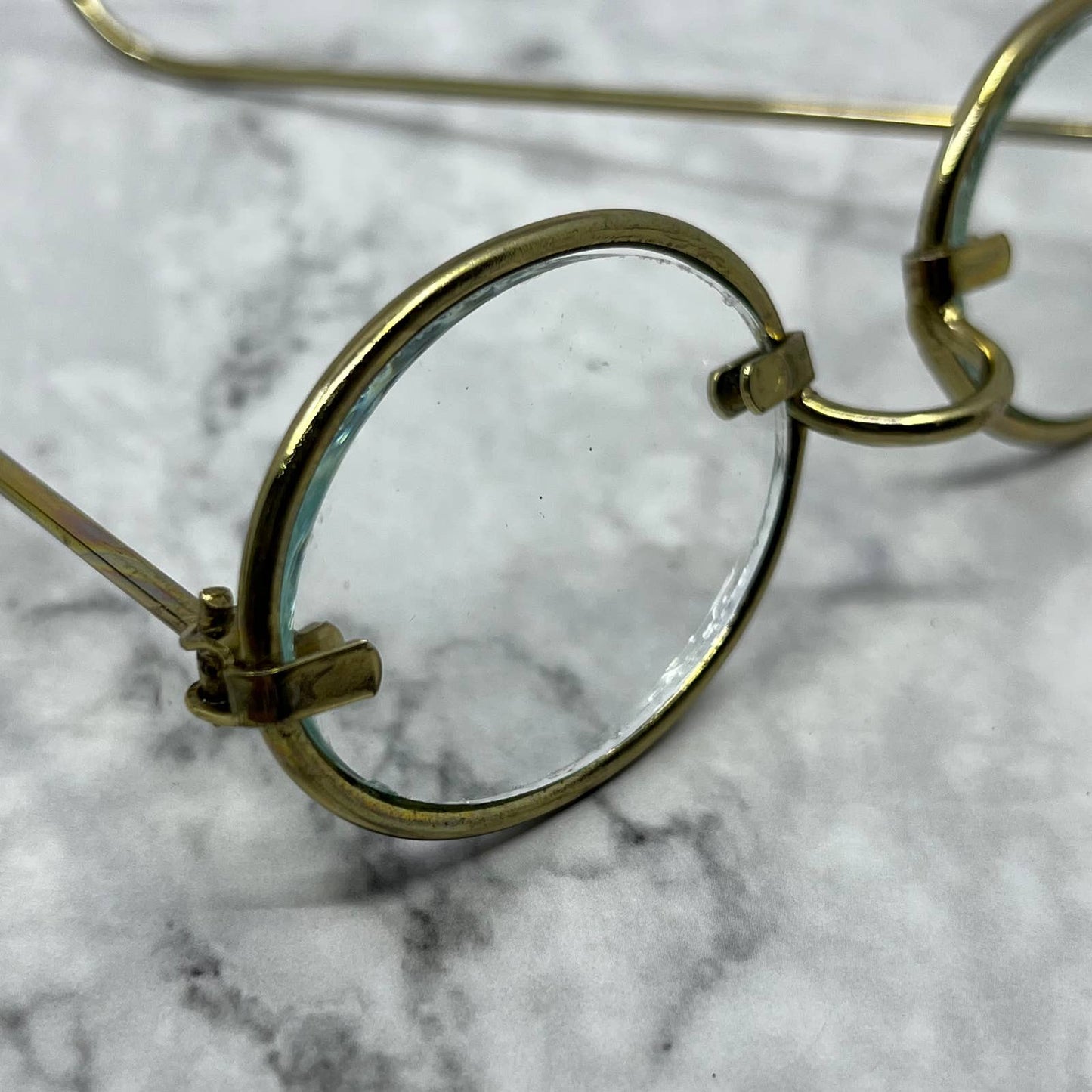 Antique Heavy Gauge Gold Tone Oval Spectacles Eyeglasses Steampunk SE9