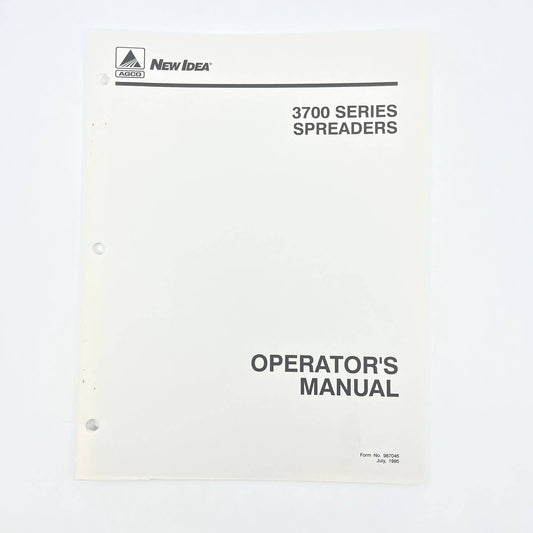 Original 1995 New Idea Operator's Manual 3700 Series Spreaders 987045 TB9