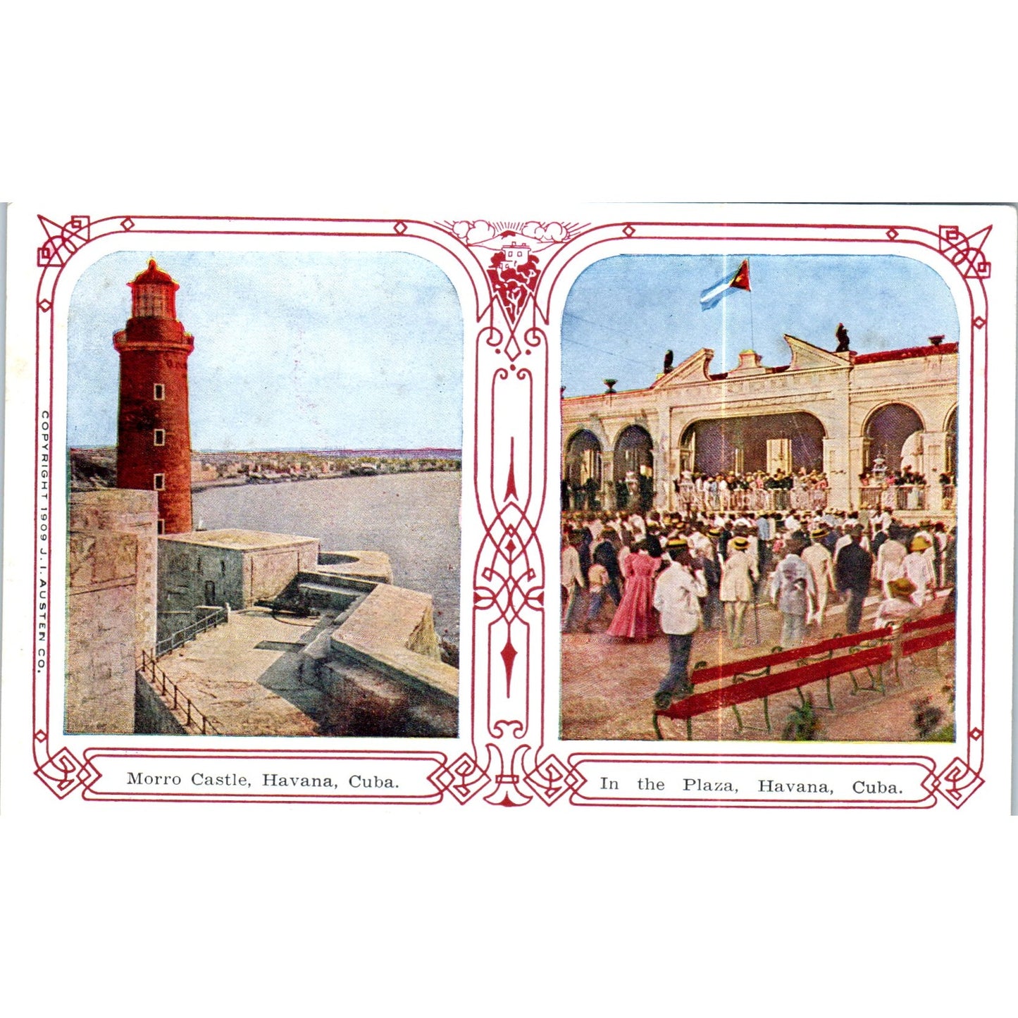 In the Plaza, Morro Castle Havana Cuba Original Postcard P3-1