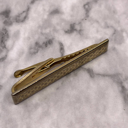 1940s MCM Hickok Gold Tone Cube Weave Tie Clip Bar Clasp SA2