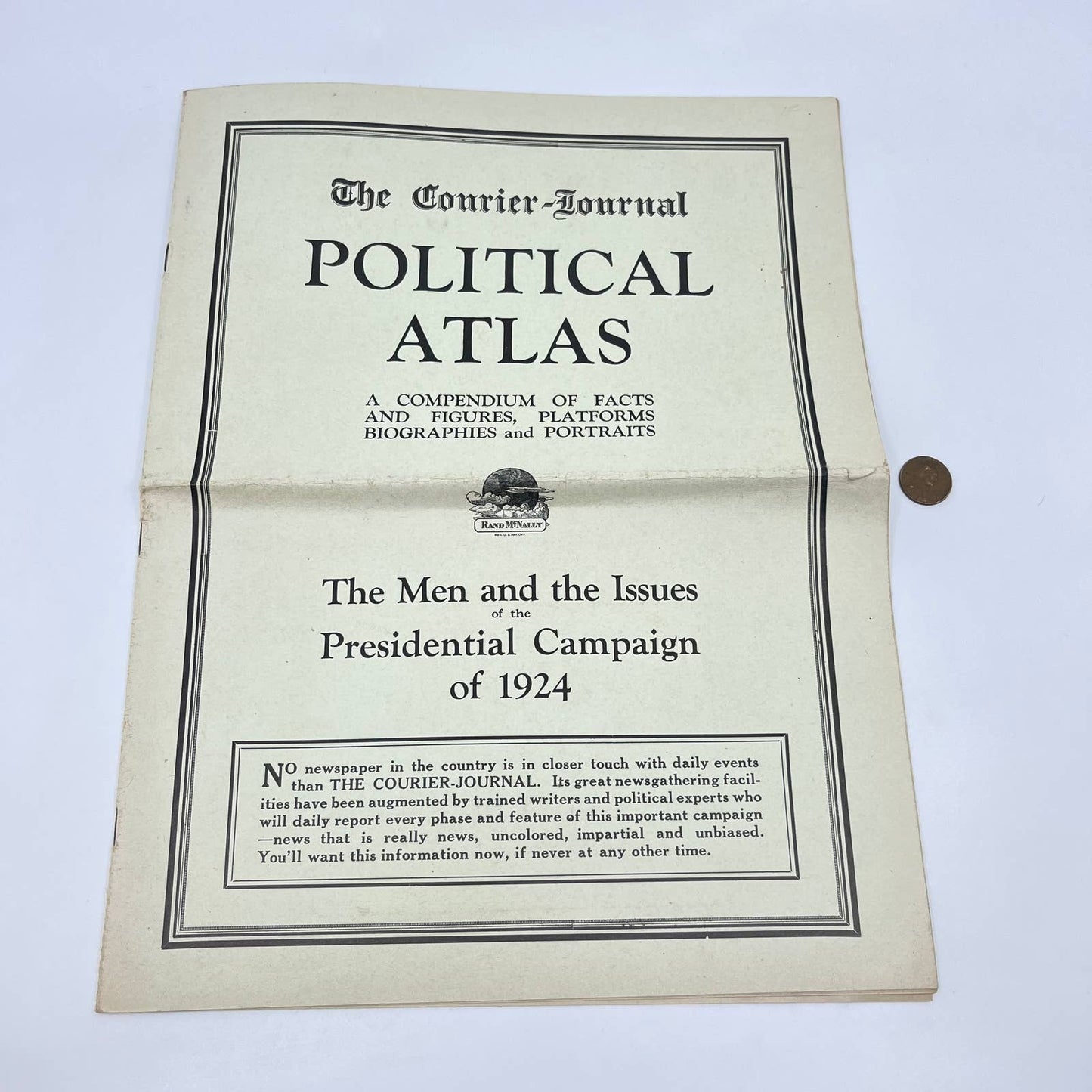 Rand McNally Political Atlas Presidential Campaign 1924 Calvin Coolidge TE8