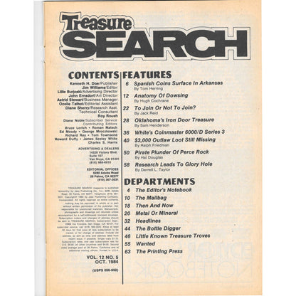 Treasure Search Magazine 1984 October Metal Detecting Gold Diamonds M2