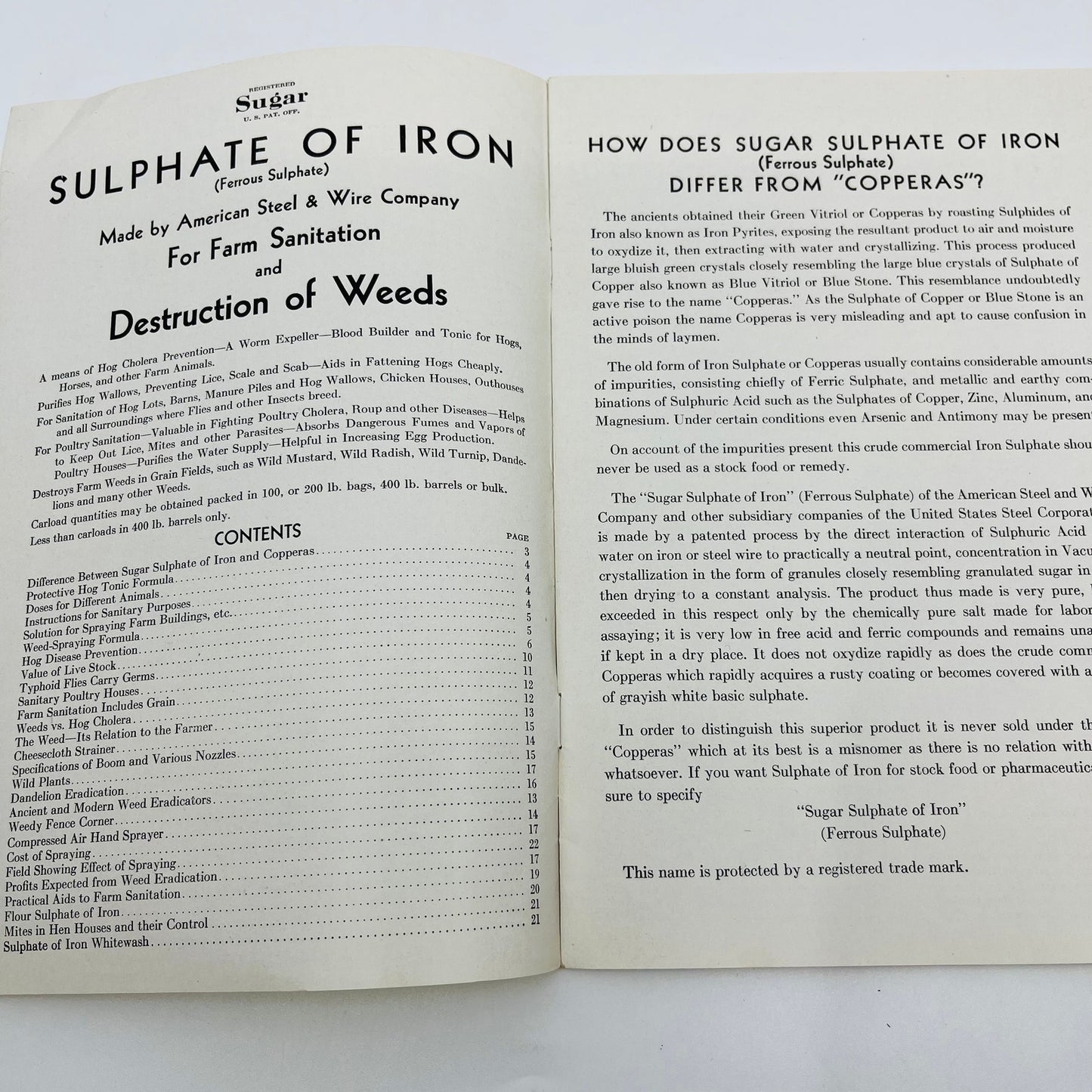 1932 Sugar Sulphate of Iron for Farm Sanitation & Agriculture Purposes Book L4-3