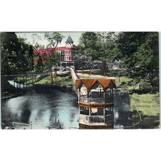 c1910 Postcard Oak Bridge Greenspring Ohio TD9