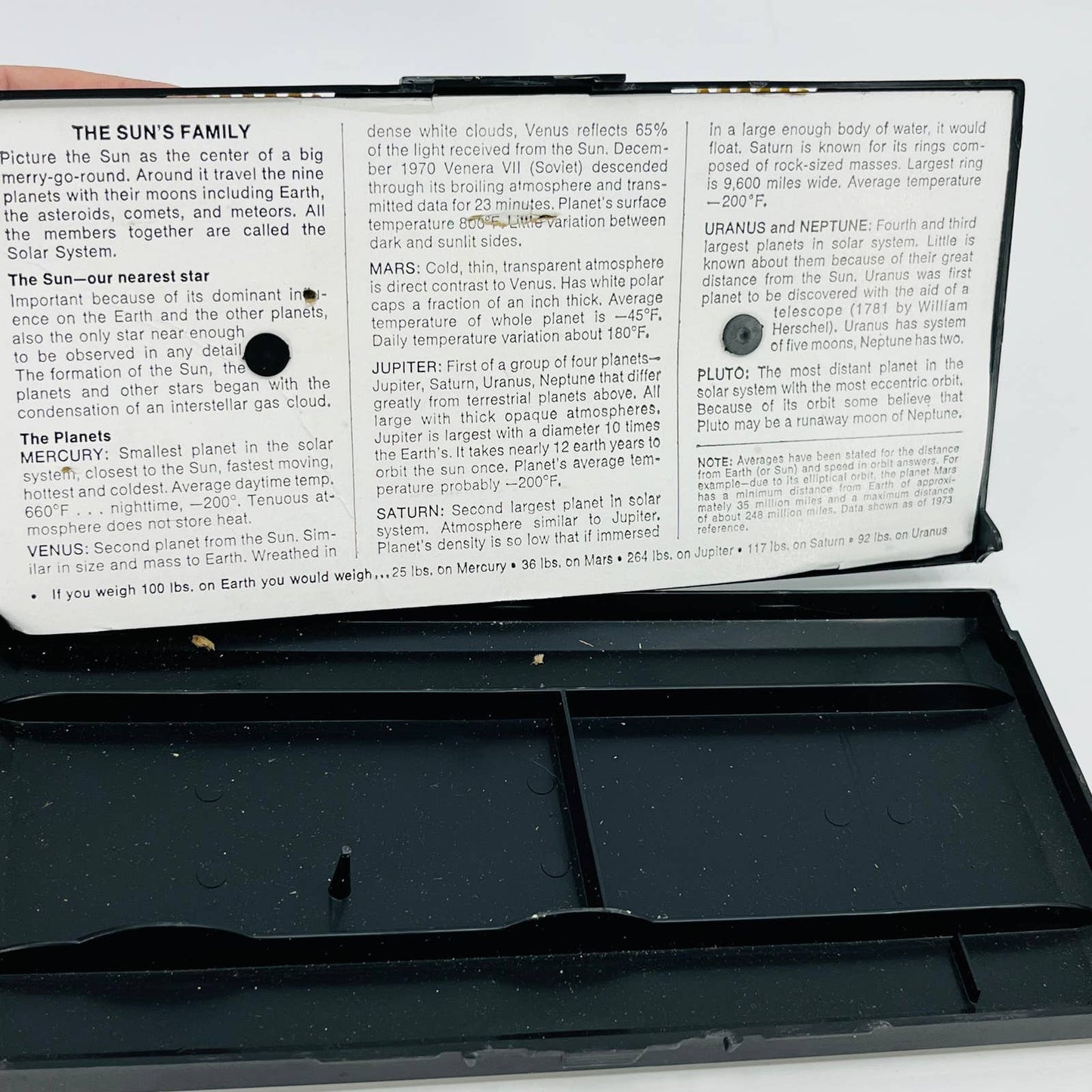 Vintage Sterling Plastics Educator Pencil Case Box "Our Solar System" #562 TD9