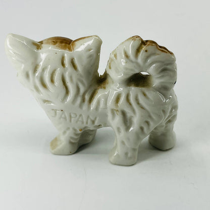 Vintage Papillon Pomeranian Dog Figurine Hand Painted Porcelain Ceramic 2.5” SA5