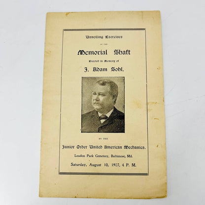 1907 Memorial Unveiling J. Adam Sohl United American Mechanics Baltimore MD C10