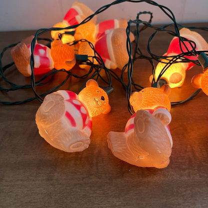 Vintage Santa’s World 10 TEDDY BEAR Christmas Lights String in Box WORKING TA6