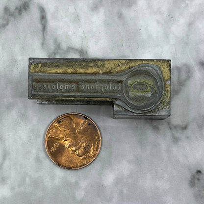 Vintage Printing Letterpress Printers Block Plate Telephone Employee TJ516