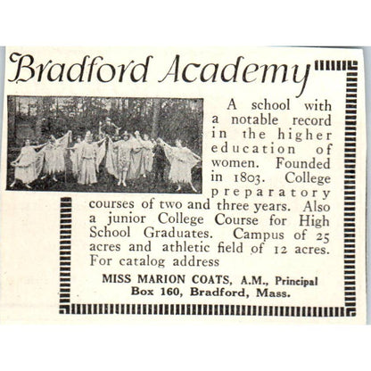 c1920 Harper's Magazine Ad - Bradford Academy Marion Coats Bradford MA EA3-2