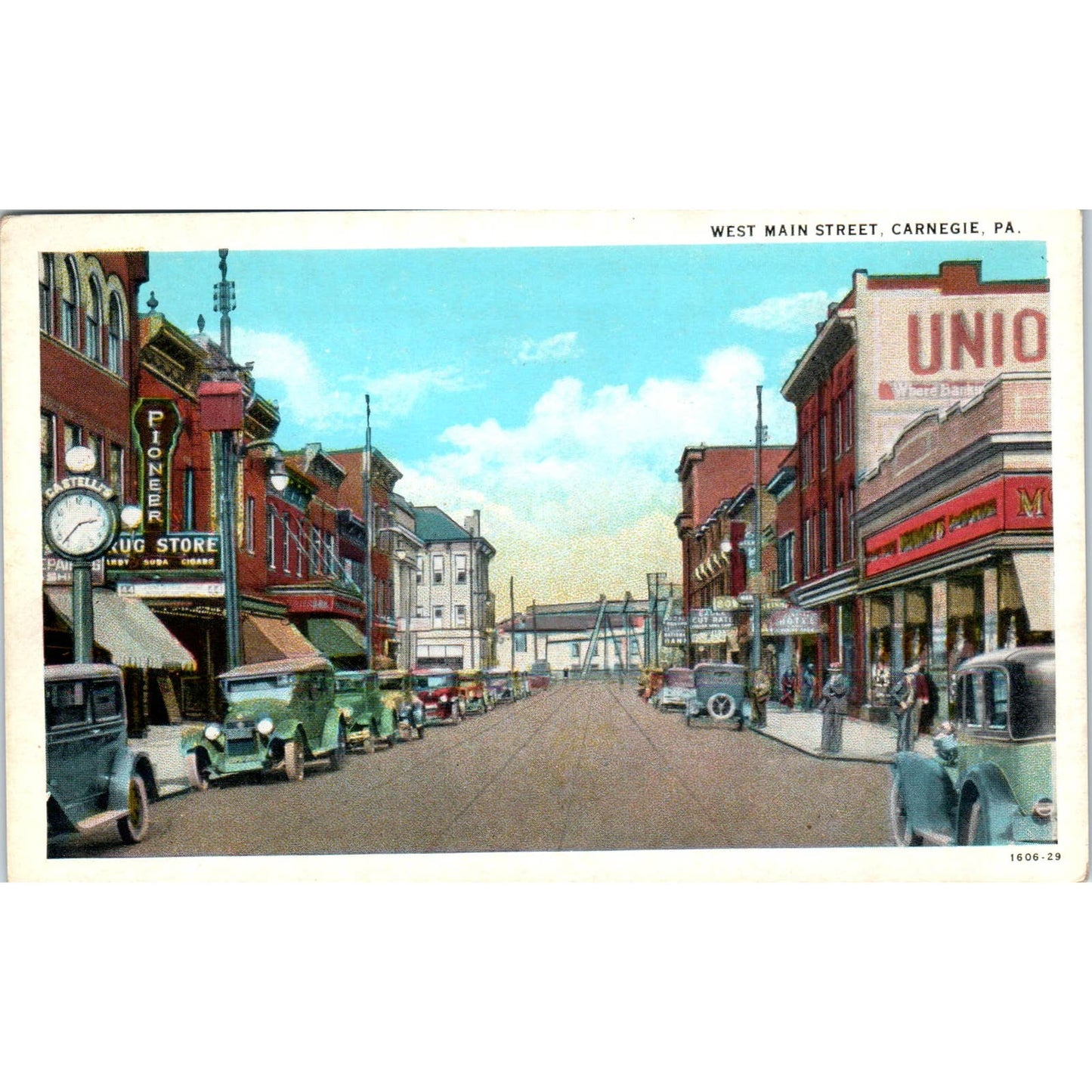 Vintage Postcard West Main Street Carnegie PA TD8-P2