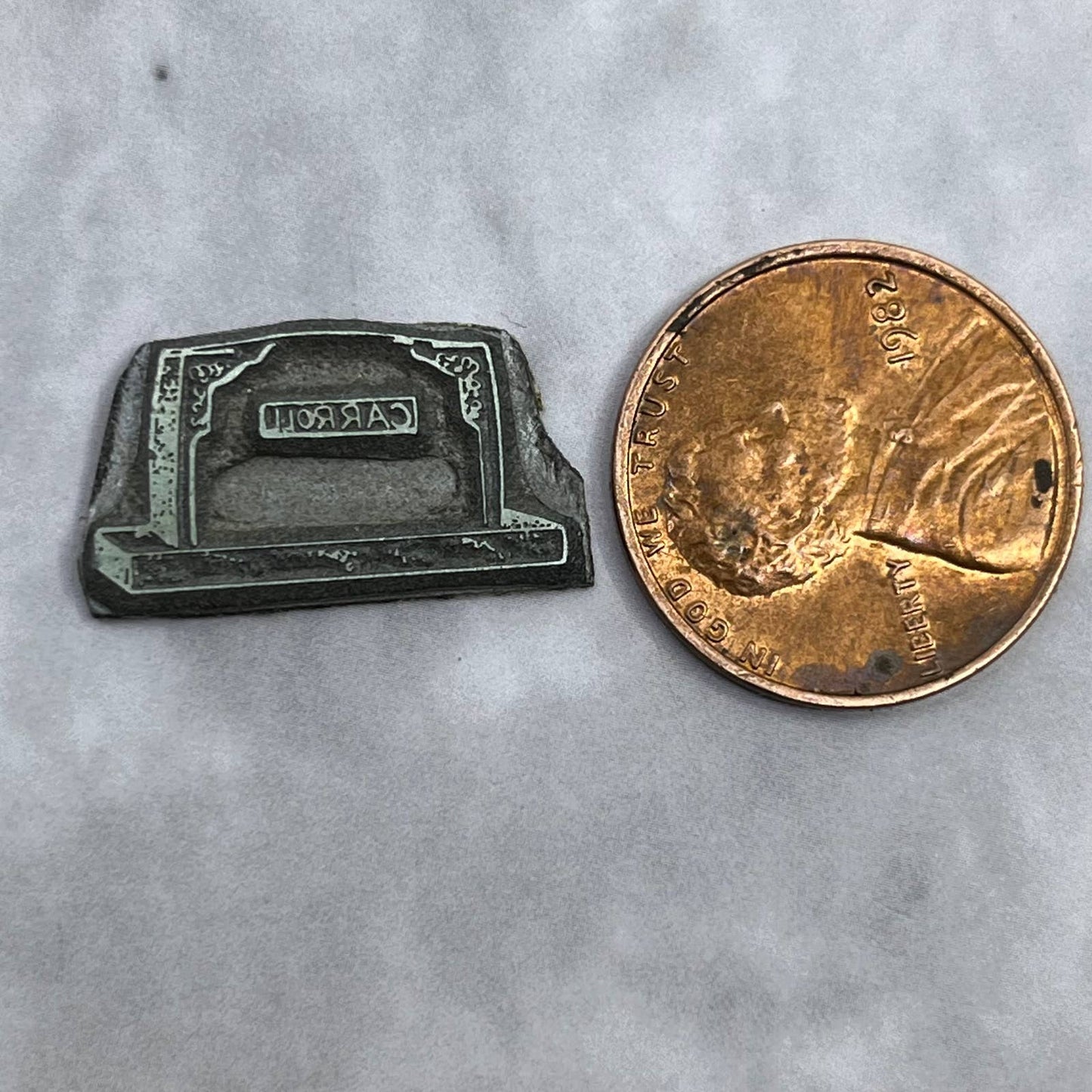 Vintage Printing Letterpress Printers Block Plate Carroll Tombstone SE834