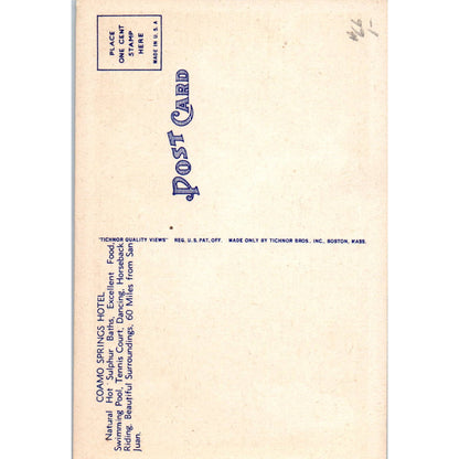 Gardens in Front of Coamo Springs Hotel San Juan Original Postcard TK1-P1