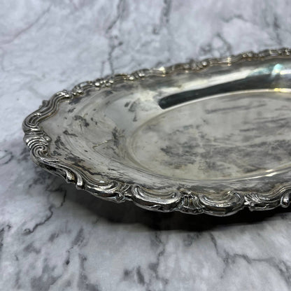 Antique FB Rogers 6013 Silver plate Oval Bread Fruit Serving Tray 12” TJ4