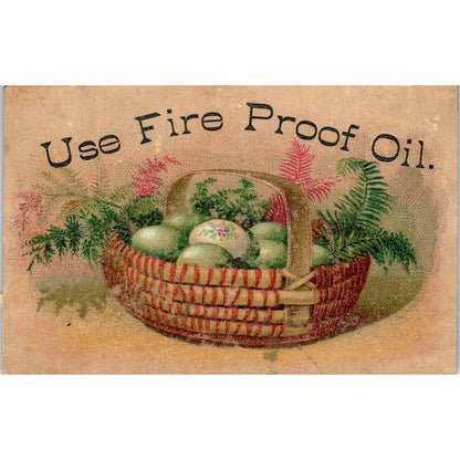 1880s Victorian Trade Card Fire Proof Oil Easter Basket Chess-Carley Co KY SF2