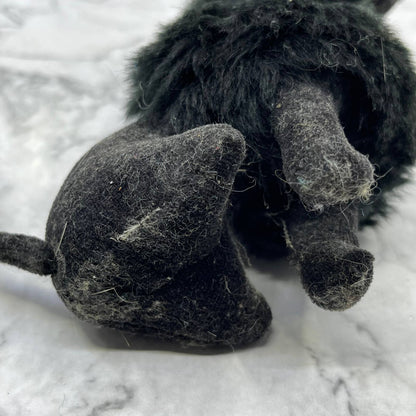 1950s MCM Black Celluloid Flocked Felt Dog Poodle Toy 4x6 TJ1