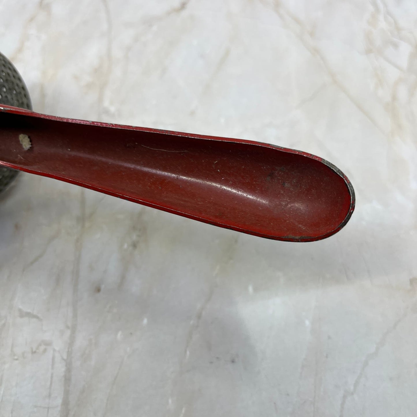 Vintage Kitchen - Red Enamel Potato Rice Ricer Masher - 1950's TC9