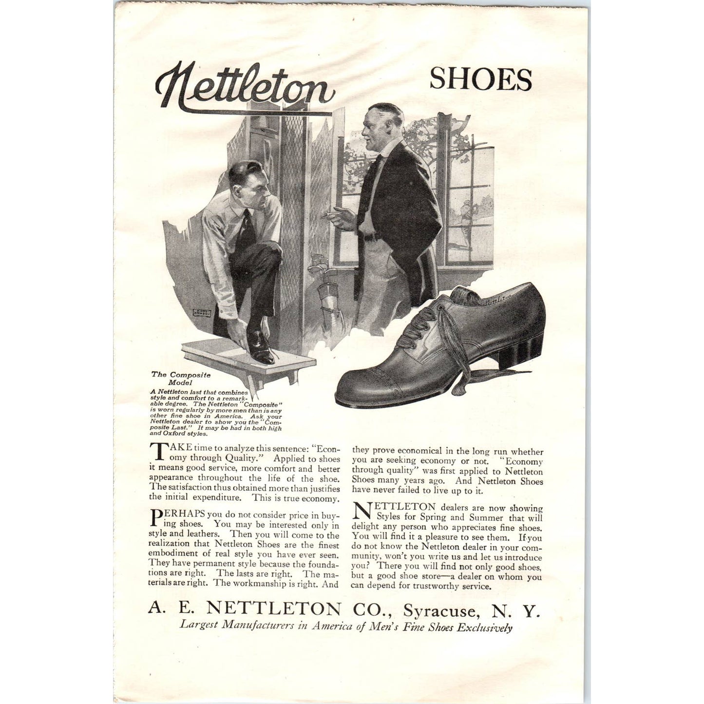 c1920 Harper's Magazine Ad - A.E. Nettleton Shoes Syracuse NY EA3