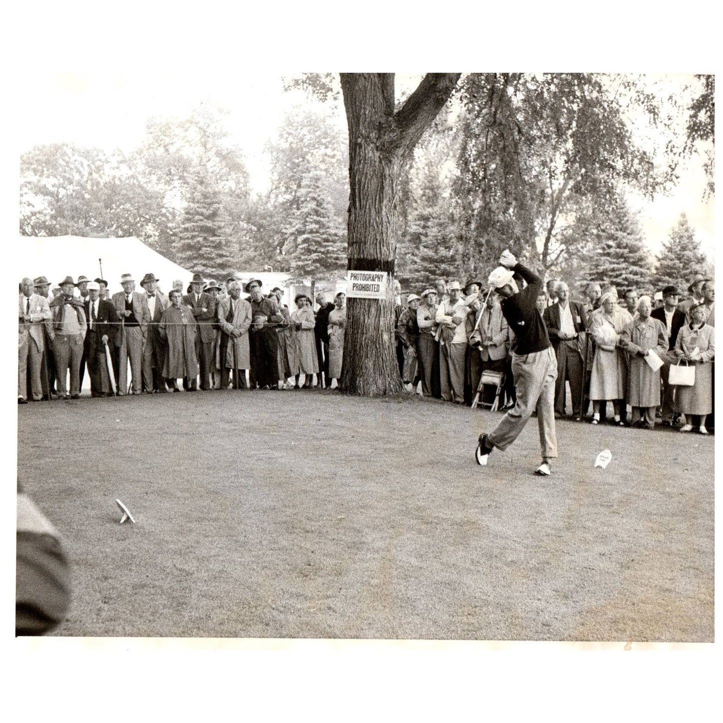1957 Original Press Photo Golf Frank Deighton Tees Off Walker Cup  8x10" AD2