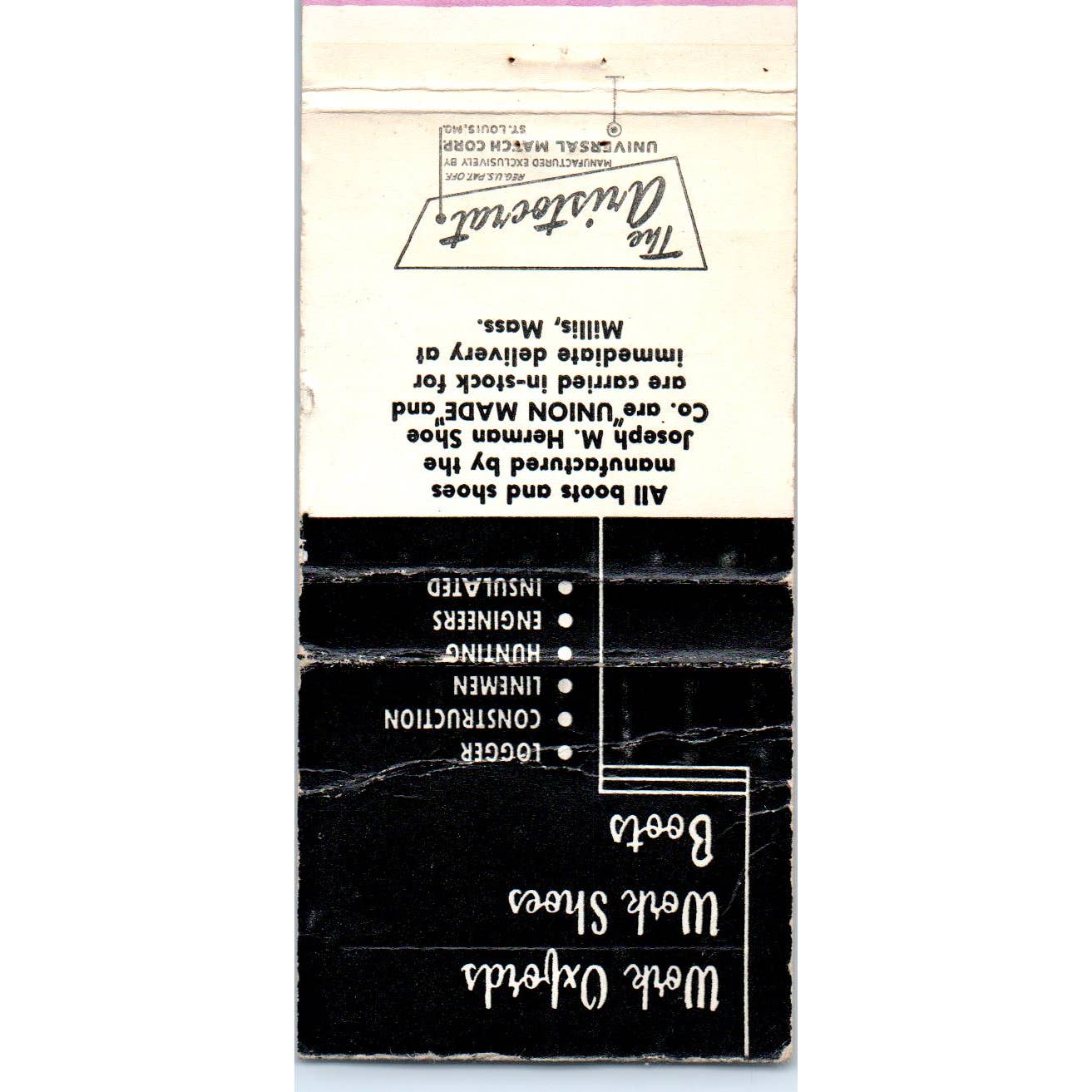 Joseph M. Herman Shoe Co Millis MA Advertising Matchbook Cover SA1-M10