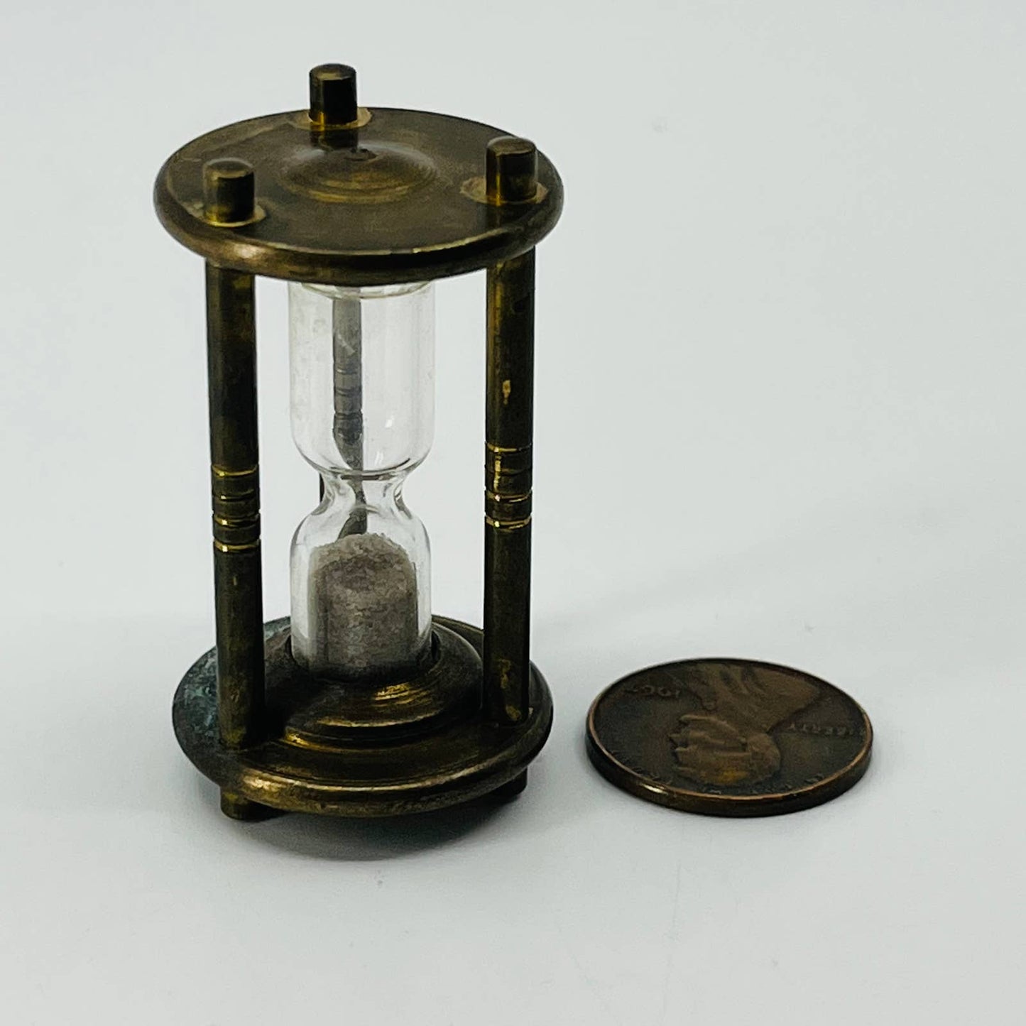 Antique Miniature Brass Sand Timer Toy Dollhouse SB4