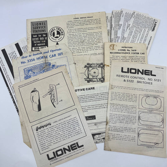 1950s-90s Lot of Lionel Model Train Railroad Instructions & Ephemera TG2