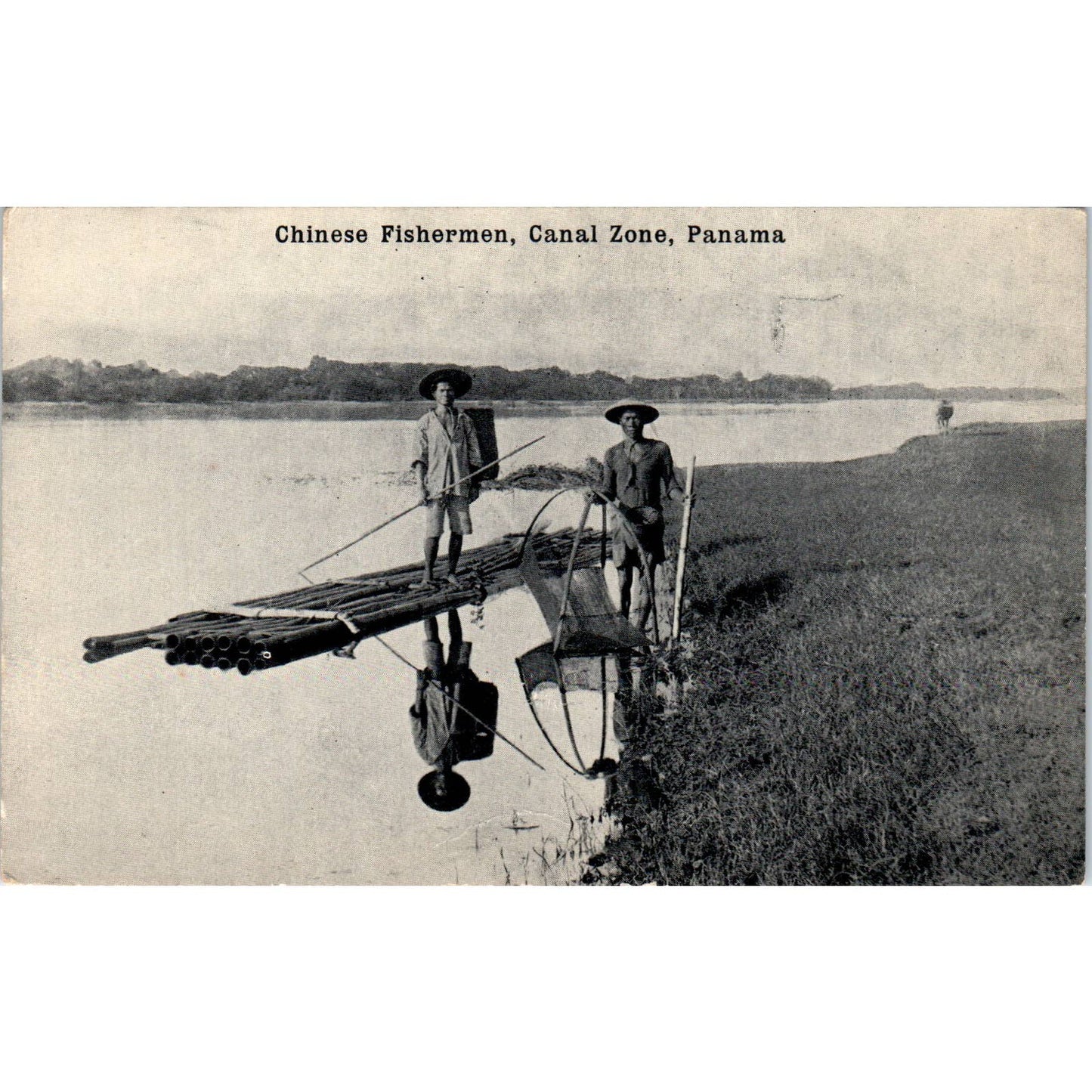 Chinese Fishermen, Canal Zone, Panama  - Original RPPC Postcard TJ7-RP1