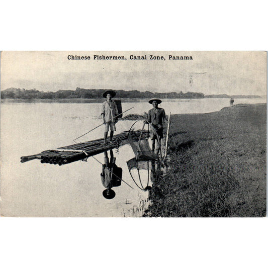 Chinese Fishermen, Canal Zone, Panama  - Original RPPC Postcard TJ7-RP1