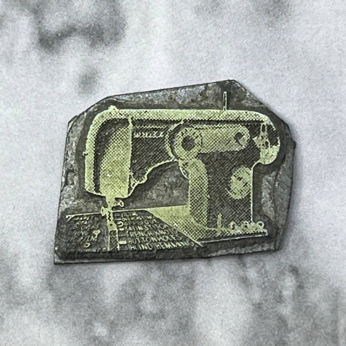Vintage Printing Letterpress Printers Block Plate Sewing Machine SE821