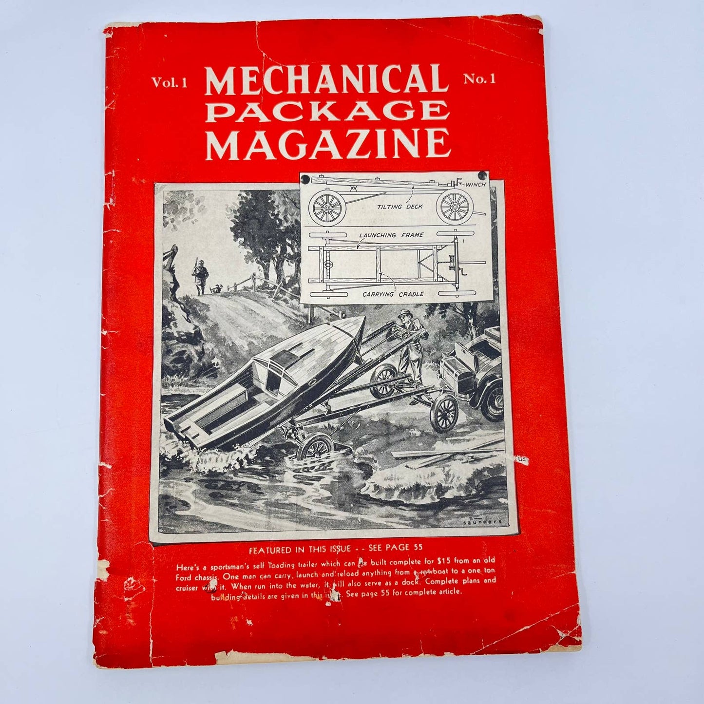 1931 Mechanical Package Magazine Vol 1 No 1 Self Loading Boat Trailer Plans TF3