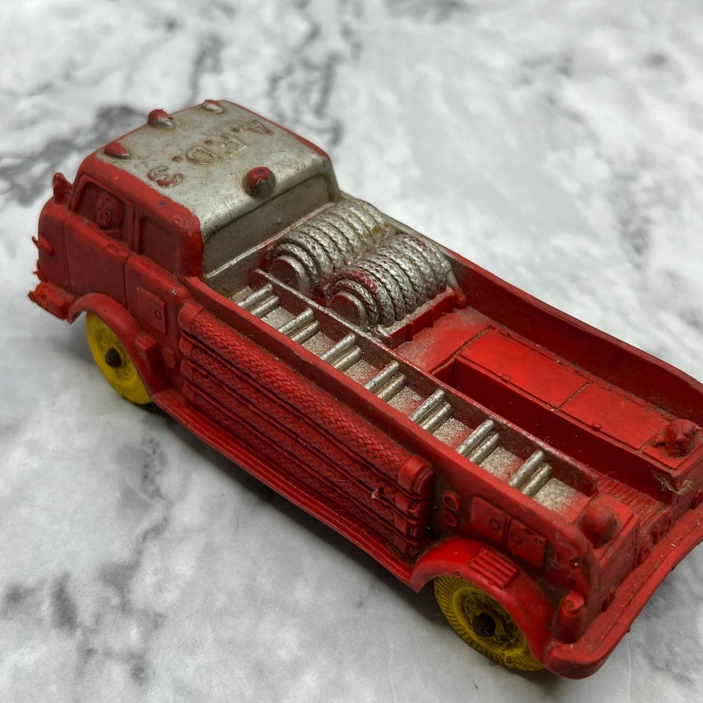 Vintage Auburn Toy Co #614 Rubber Red Fire Engine Truck 4" TJ9